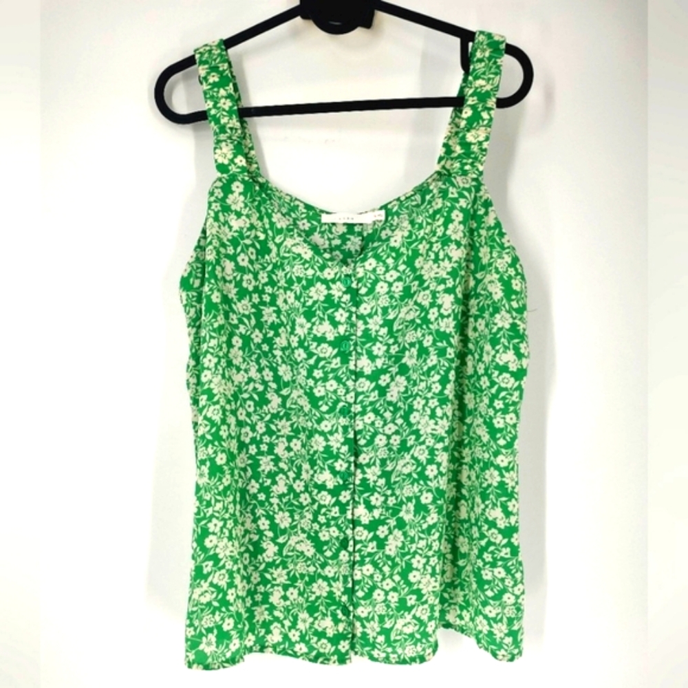 Lush Sleeveless Green Floral Women's Top Size L